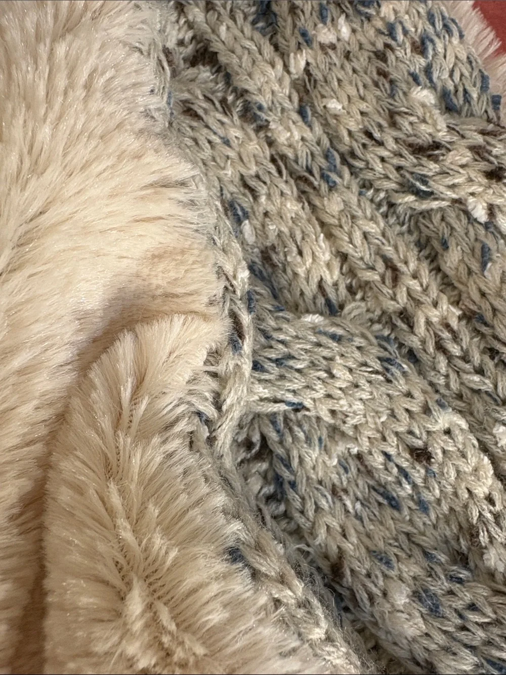 UGG - Cozy Knit and Sherpa Infinity Scarf - Cream and Heather Gray